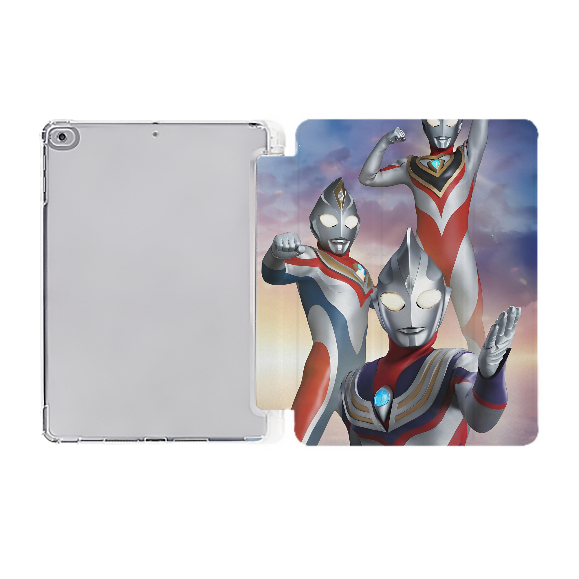 （画像用） ウルトラマン Ultraman IPad ケース ペン収納付き 三つ折りスタンド PUレザー×シリコン 対応機種9.5/10.5/10.9インチ